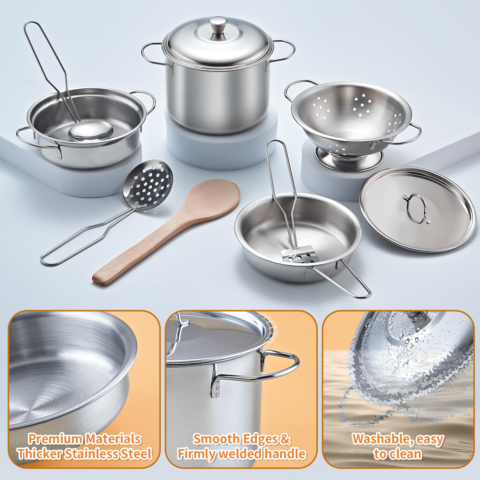 Kidsciety pretend play utensils and pots for tiny hands