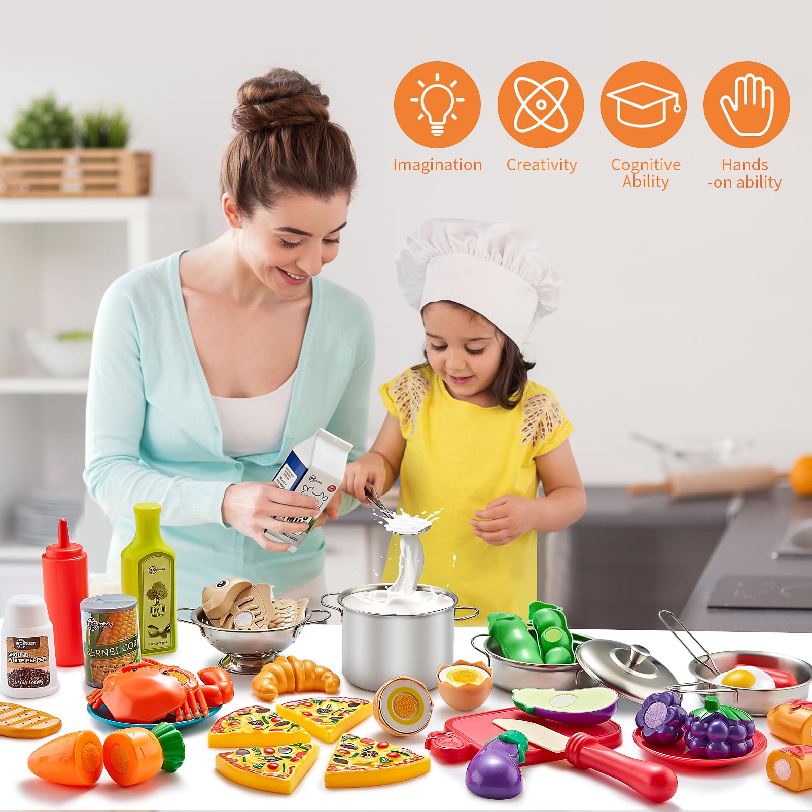 Kidsciety stainless-steel cookware for durable pretend cooking