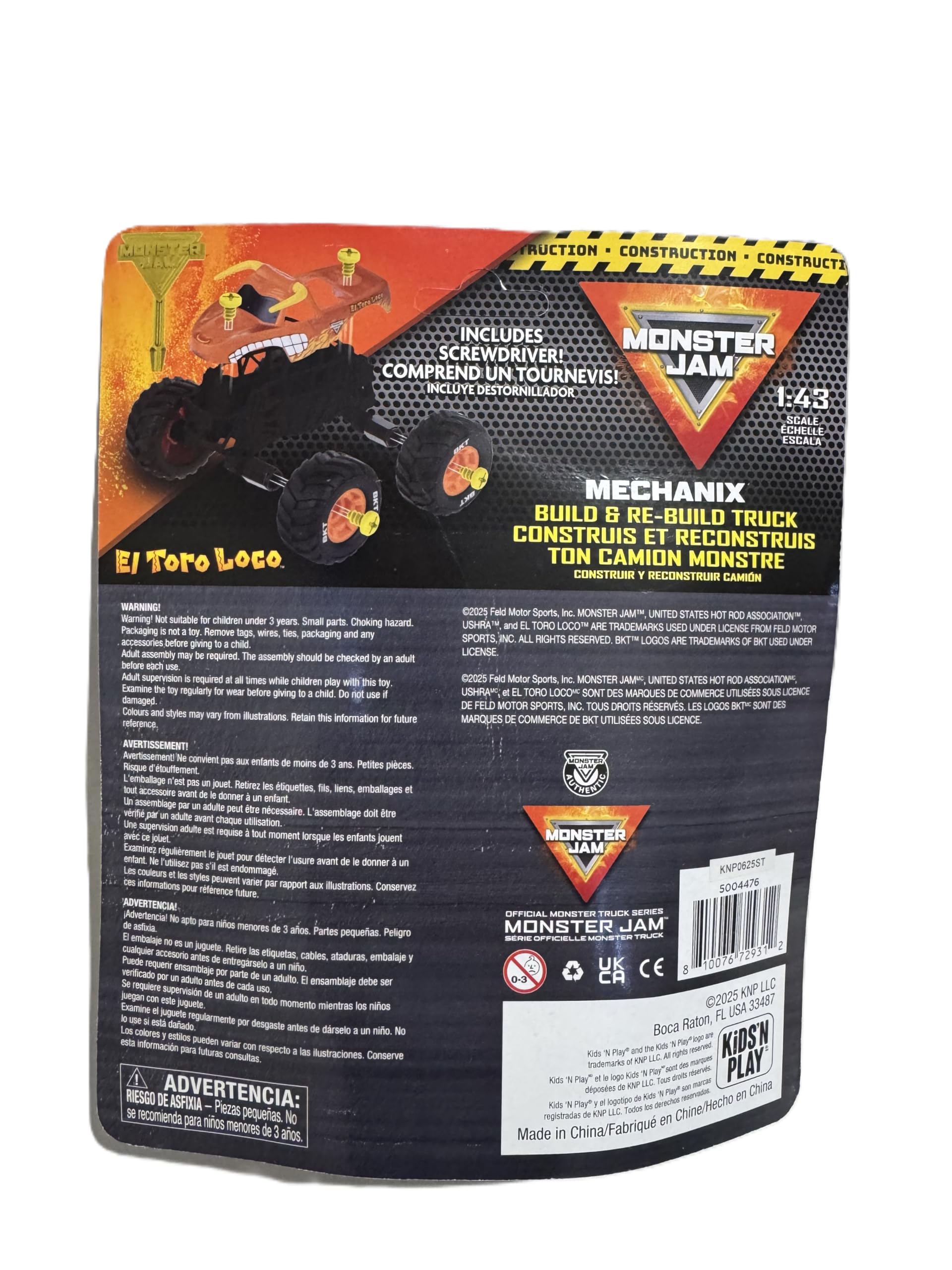 KiDS'N PLAY Mechanix truck kit screwdriver included for simple assembly and fine motor practice