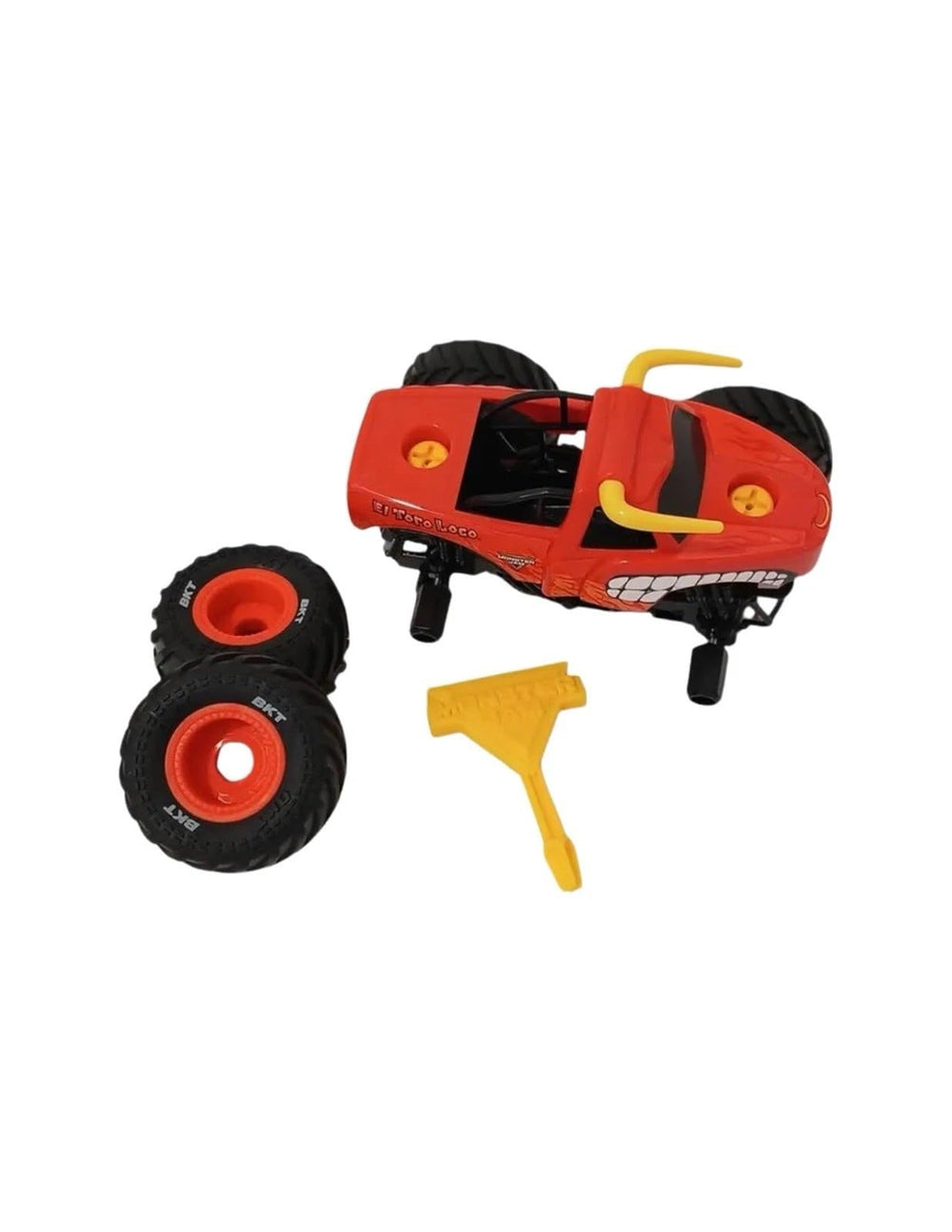 KiDS'N PLAY EL Toro Loco Mechanix kit tires and screws shown for a hands-on build experience