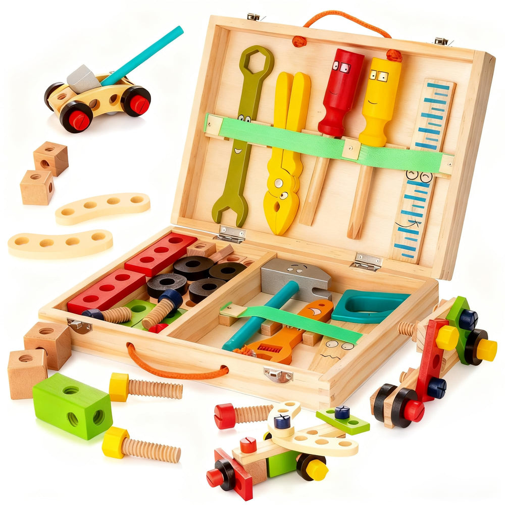 KidWILL wooden tool box for imaginative play and tidy storage