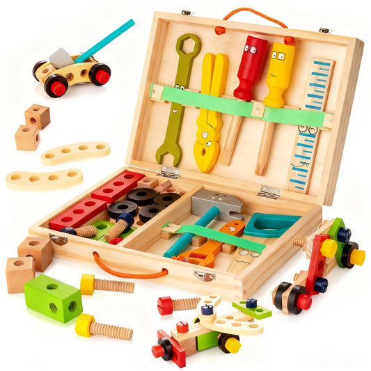 KidWILL wooden tool box for imaginative play and tidy storage