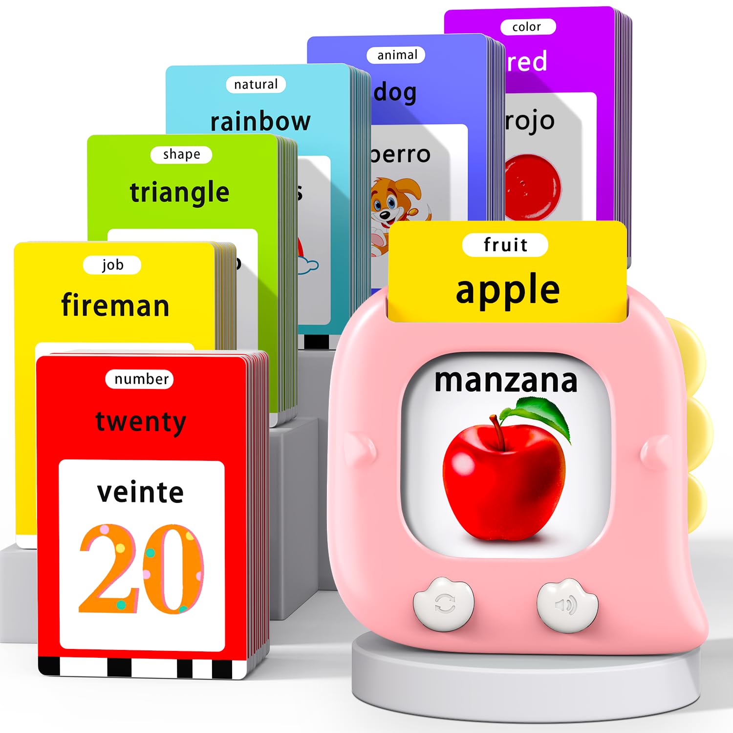 Kidz do 520 bilingual flash cards front view for kid-friendly learning