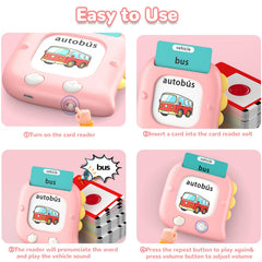 Kidz do 520 bilingual flash cards in-use showing topic variety for vocabulary