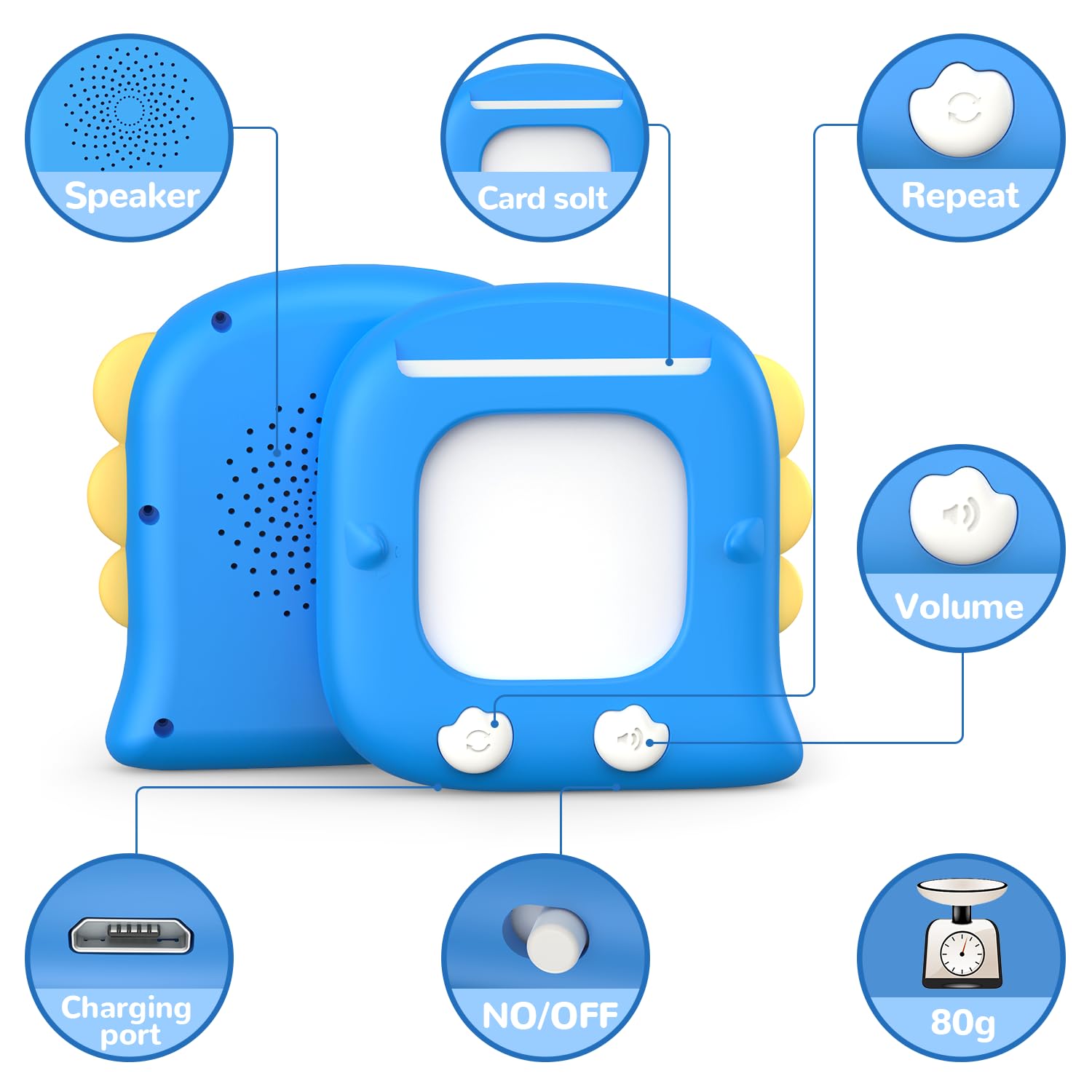 A child using the Kidzdo device for hands-on bilingual learning anywhere.