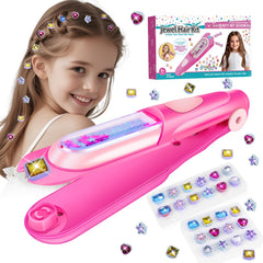KidzKube Hair Gem Stamper Kit in pink with sparkling gems for easy at-home styling