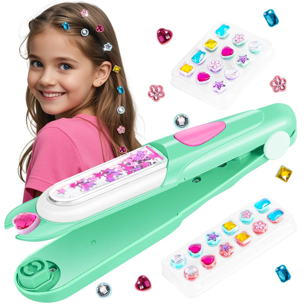 Kidzkube hair gem stamper tool with green gems for playful styling.