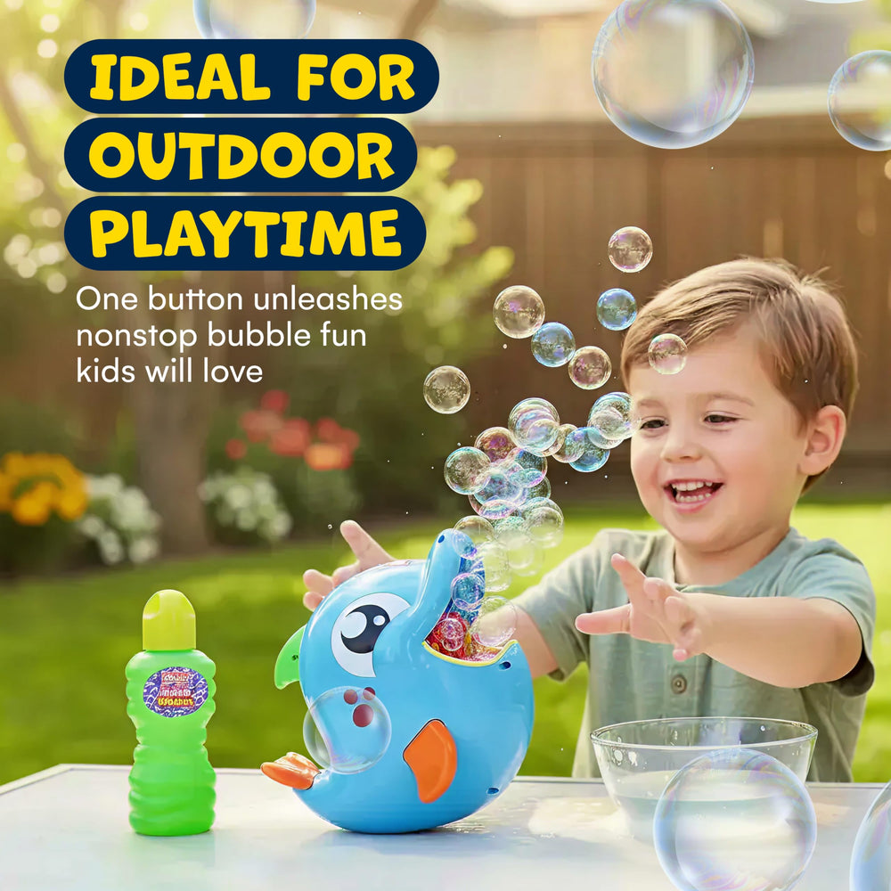 Secure battery compartment on the Kidzlane Bubble Dolphin prevents spills