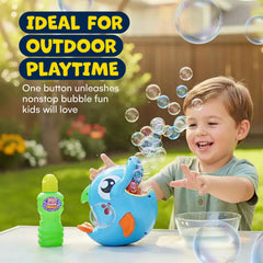 Secure battery compartment on the Kidzlane Bubble Dolphin prevents spills