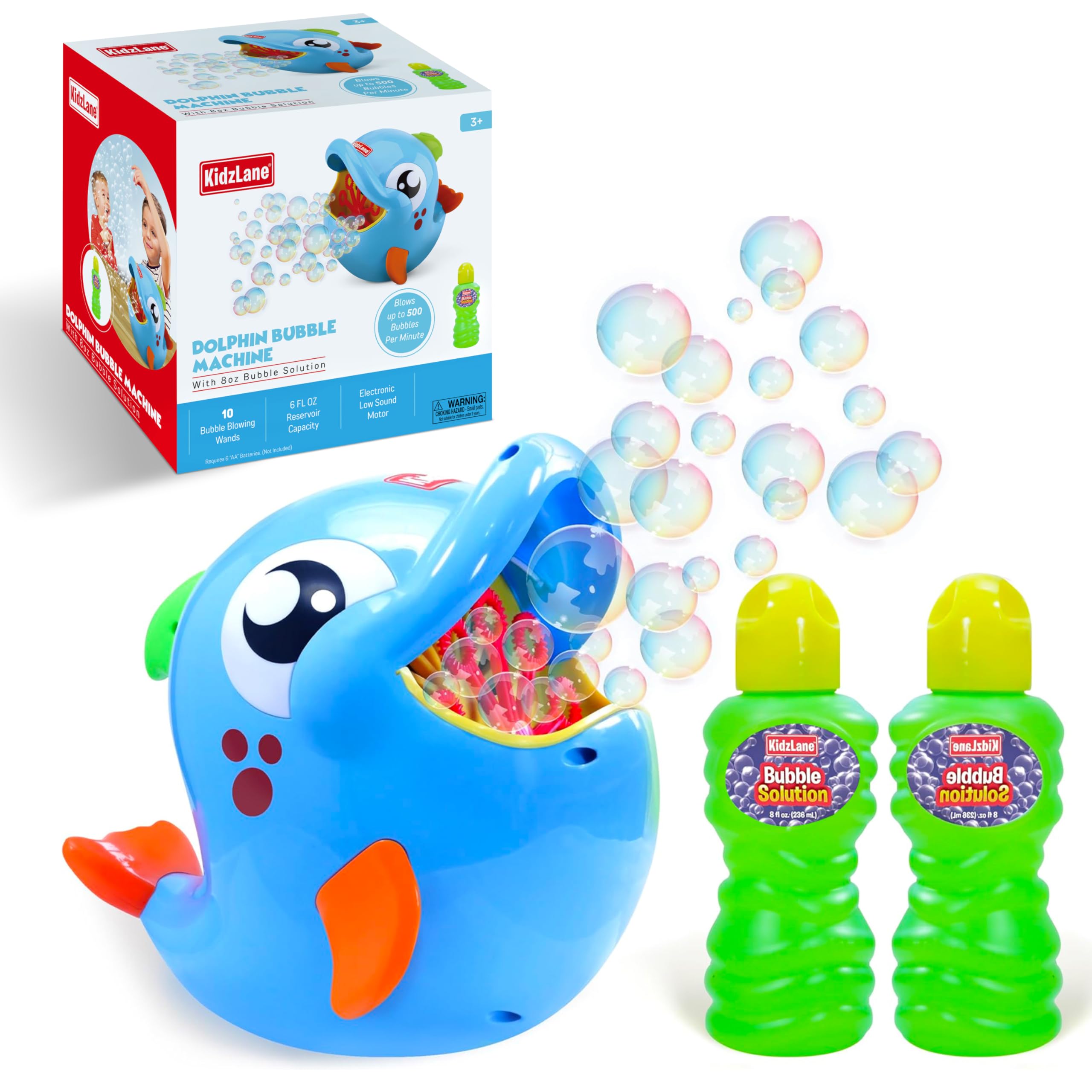 Kidzlane Bubble Dolphin front view, inviting backyard bubble fun and easy setup