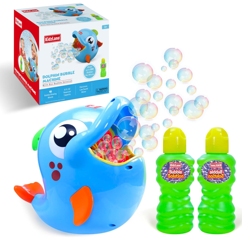 Kidzlane Bubble Dolphin front view, inviting backyard bubble fun and easy setup