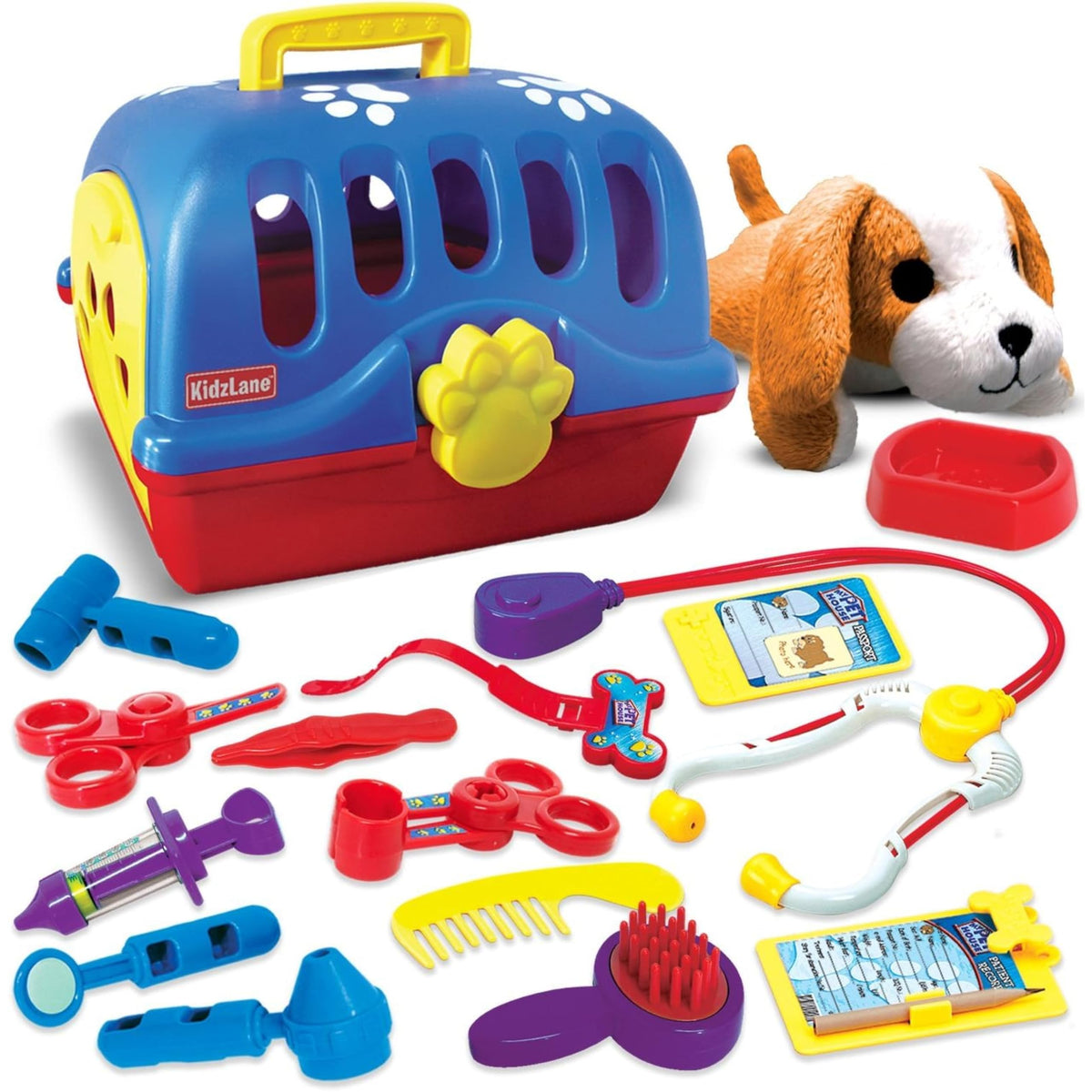 Kidzlane Deluxe Vet Kit stuffed dog ready for pretend pet care