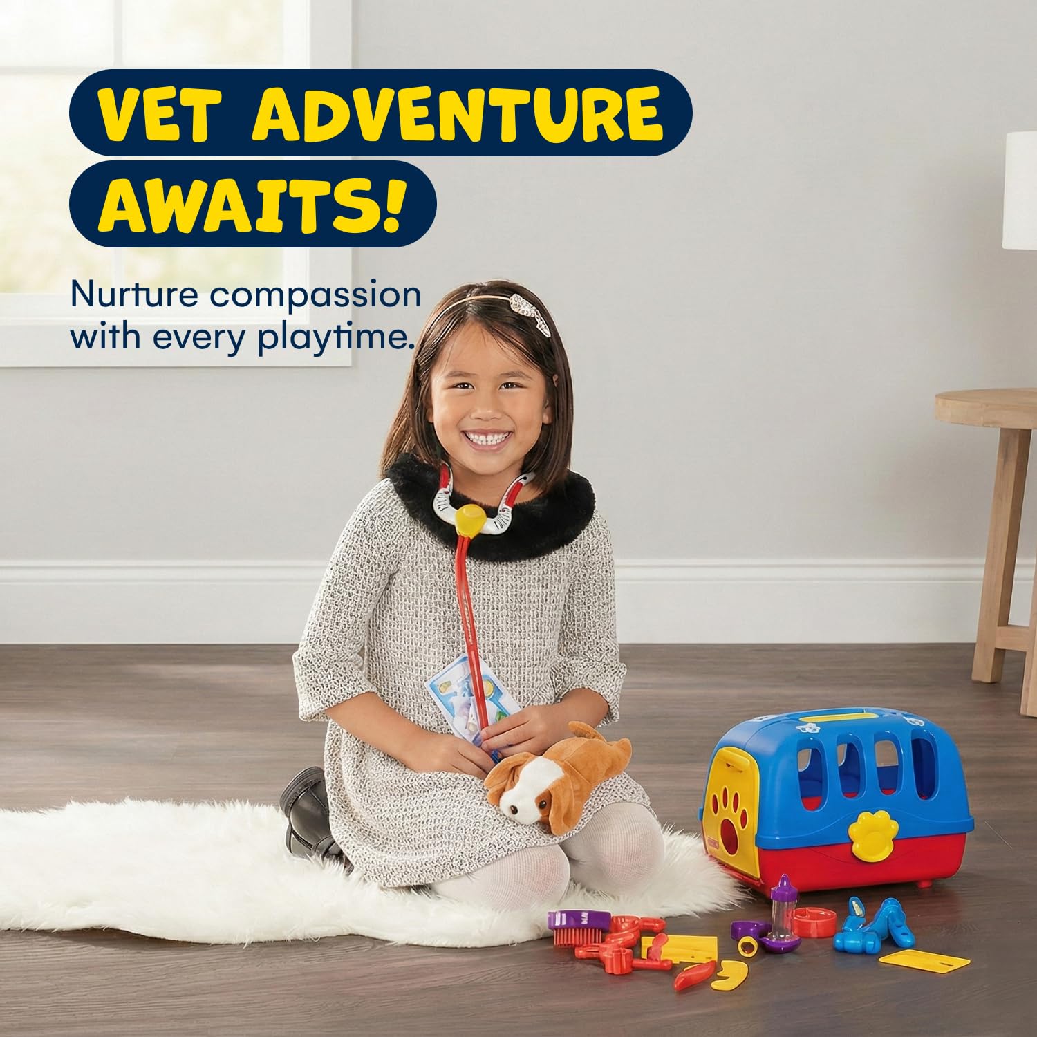 Kidzlane Deluxe Vet Kit pet carrier for portable pretend play