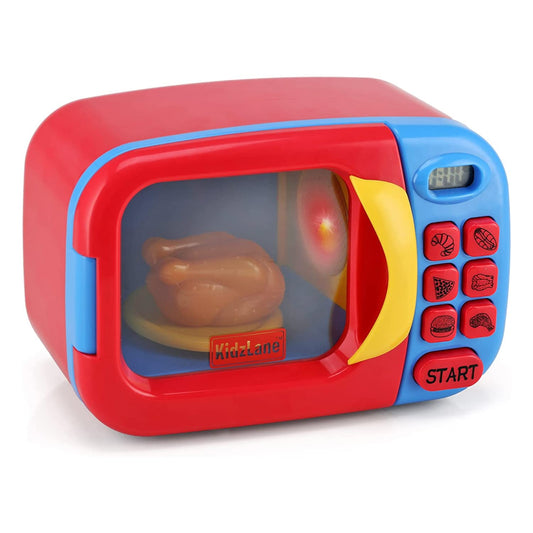 Kidzlane toy microwave with realistic buttons for pretend cooking