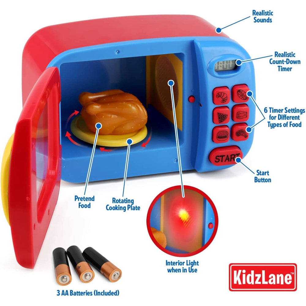 Kidzlane toy microwave turntable spins for authentic role play