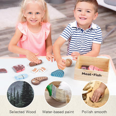 Kienvy hot dog wooden play food sparks quick-service pretend games.