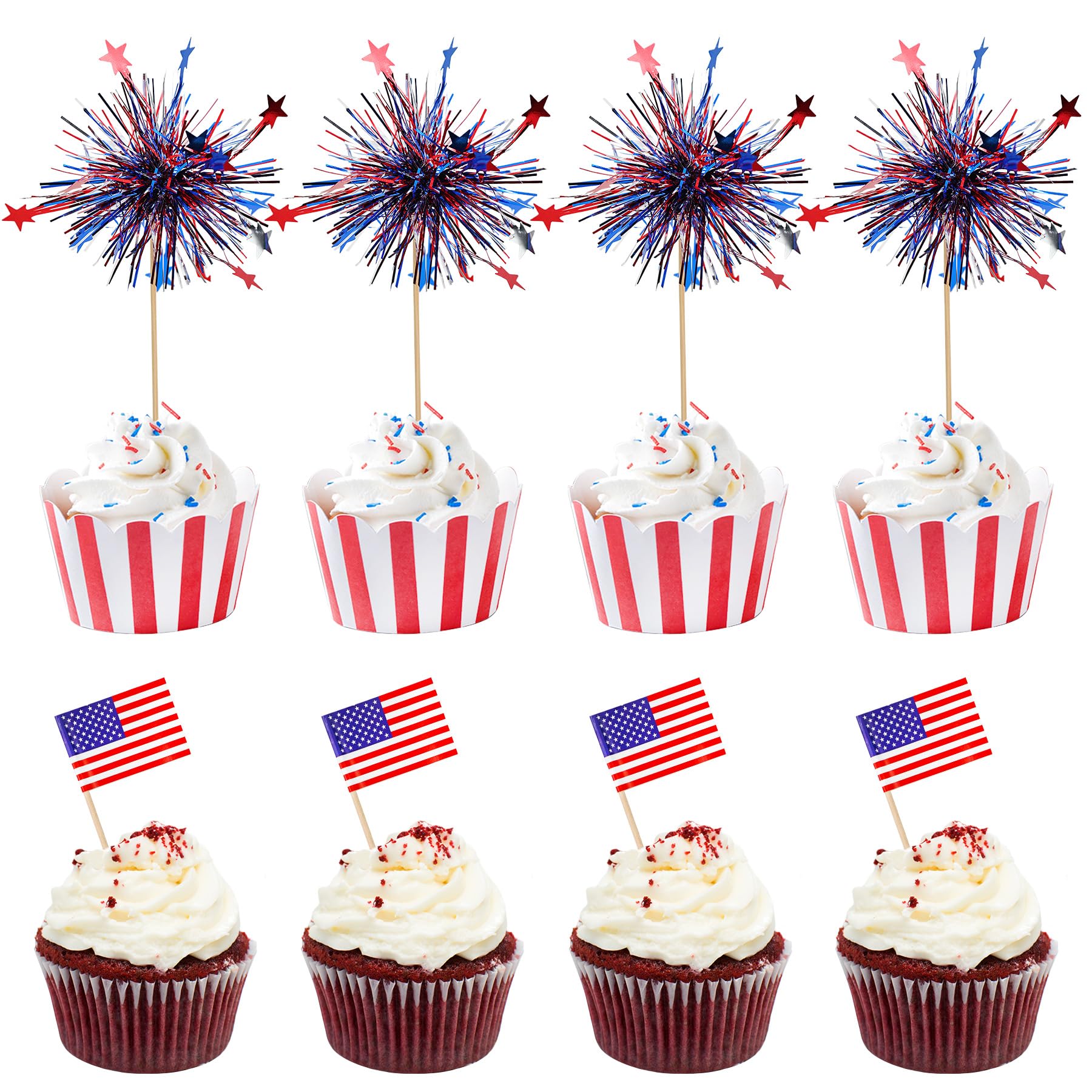 KIGEAPUEL American flag toothpicks enhance cupcakes with festive patriotism
