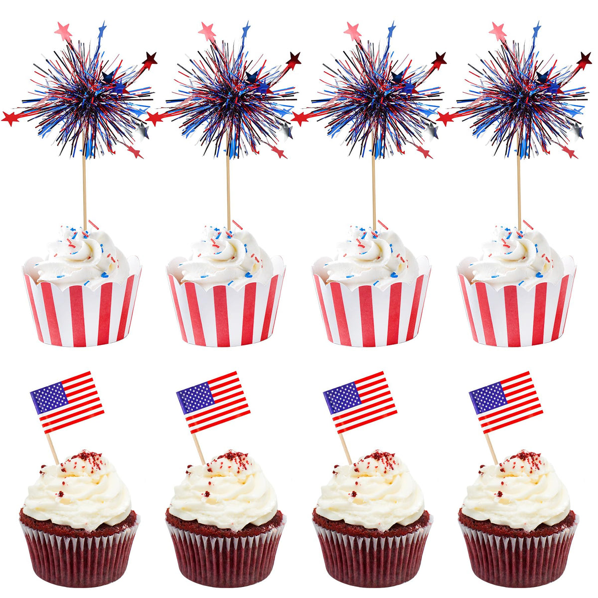 KIGEAPUEL American flag toothpicks enhance cupcakes with festive patriotism