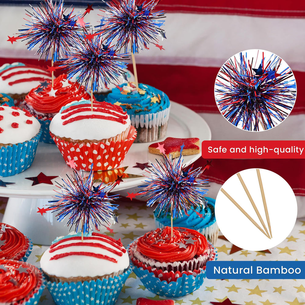 KIGEAPUEL cupcake topper display shows patriotic flair on treats
