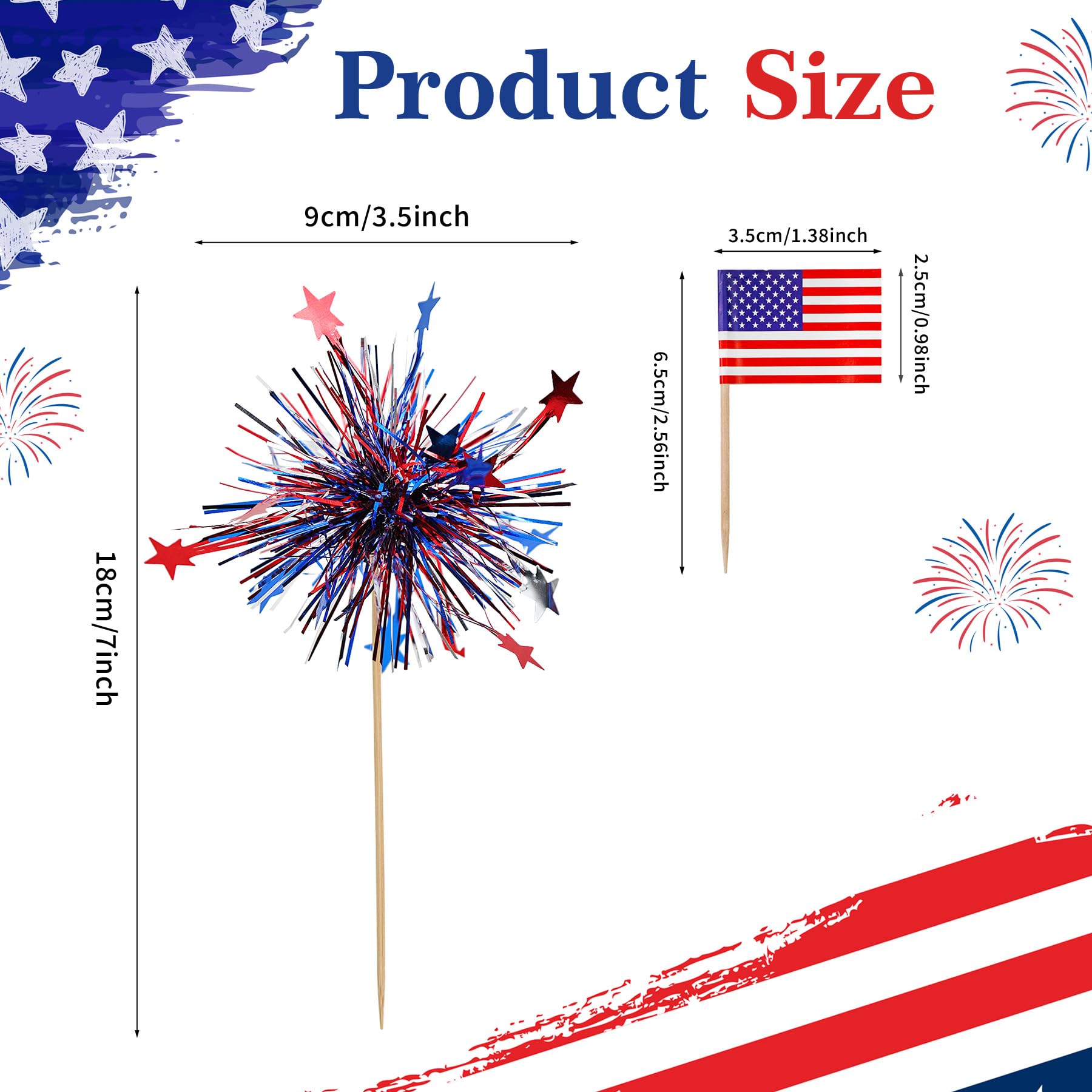 KIGEAPUEL firework cake picks add celebratory color to desserts