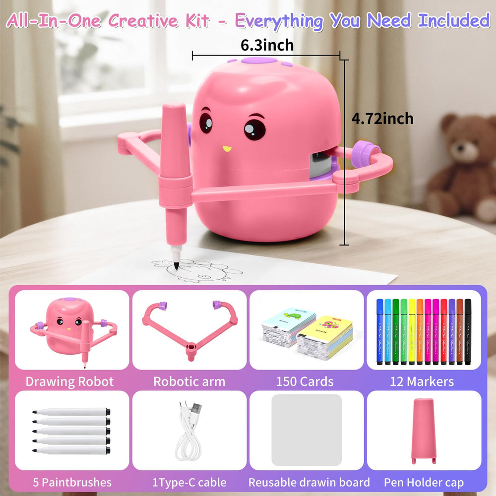Kignao drawing robot step-by-step-guide, guiding young artists through easy sketches.