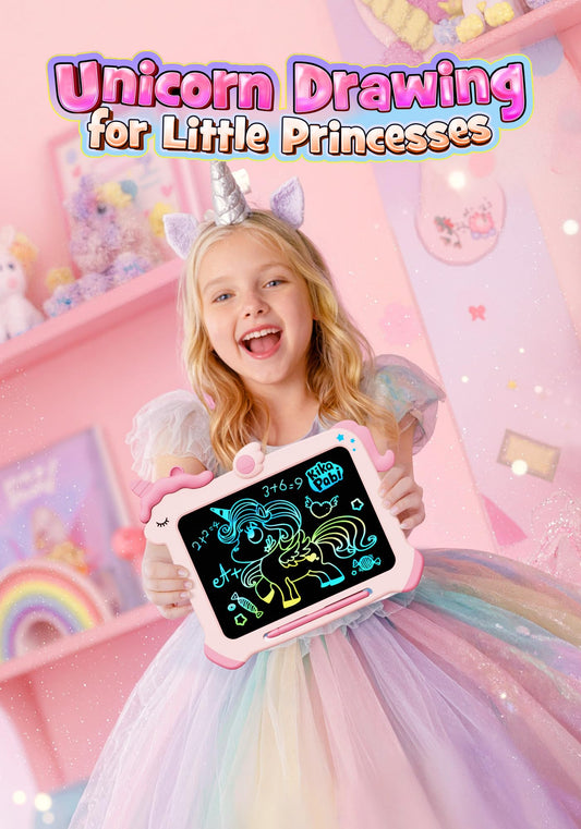 Kikapabi 8.5-inch colorful screen delivering bright, eye-friendly art for kids.