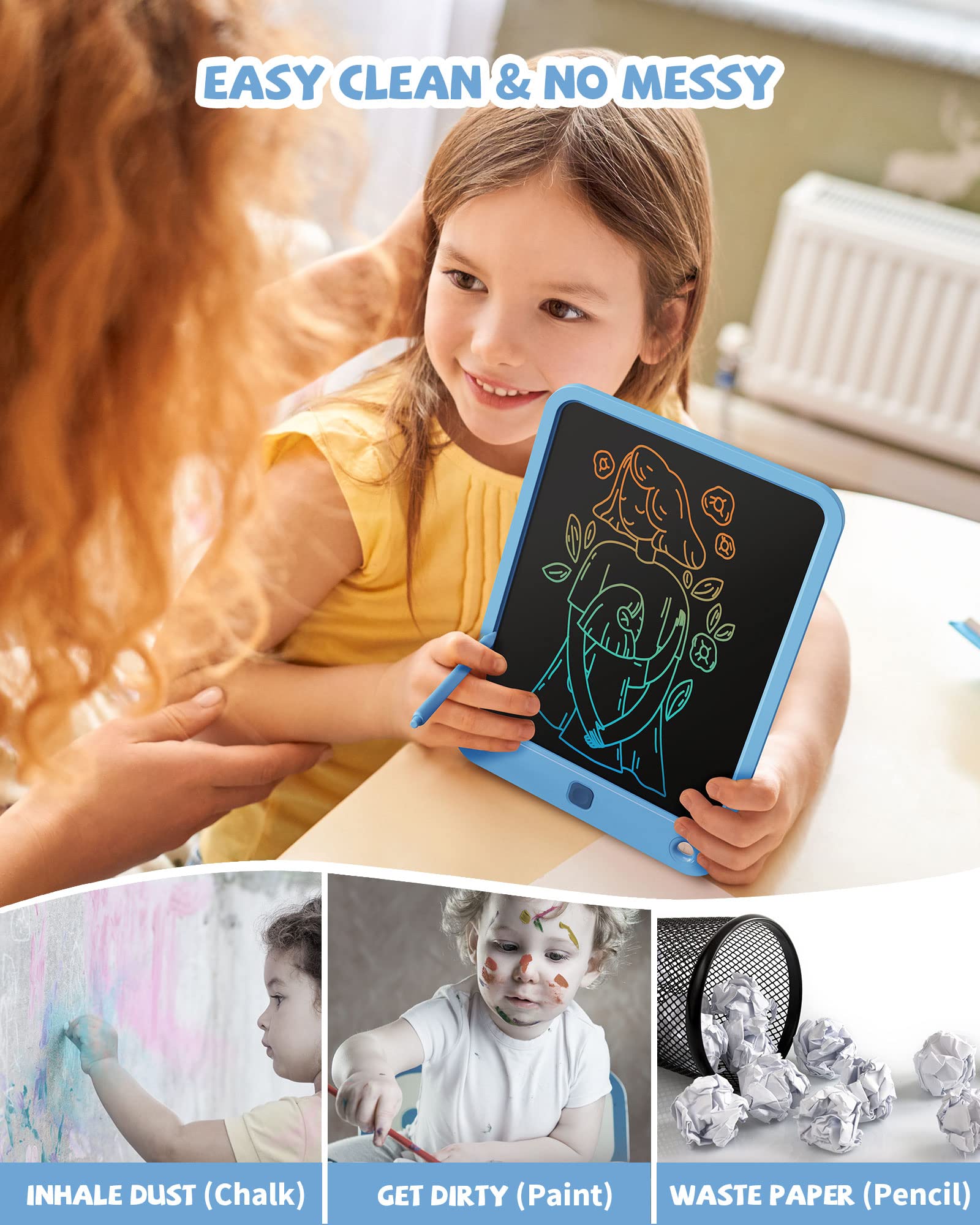 Eye-friendly color screen on the Kikapabi doodle board for kids