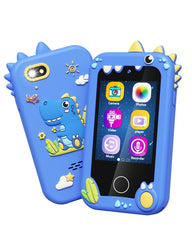 Kikapabi Kids Smart Phone blue front view for imaginative play and learning.