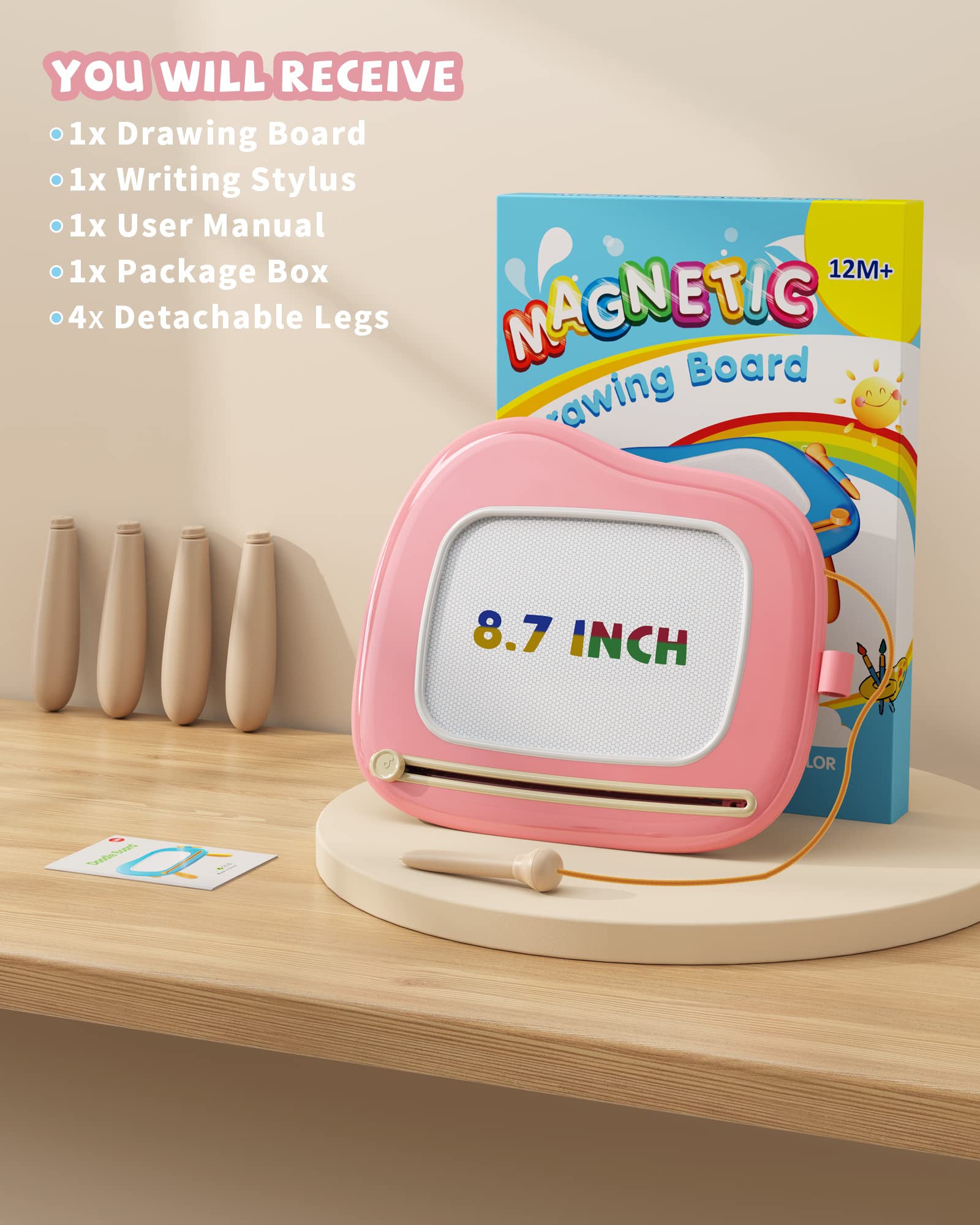 Kikapabi portable pink drawing board ideal for travel and on the go creativity