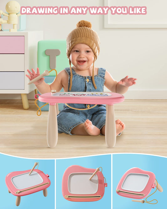 Kikapabi pink board shows stable detachable legs for safe toddler play