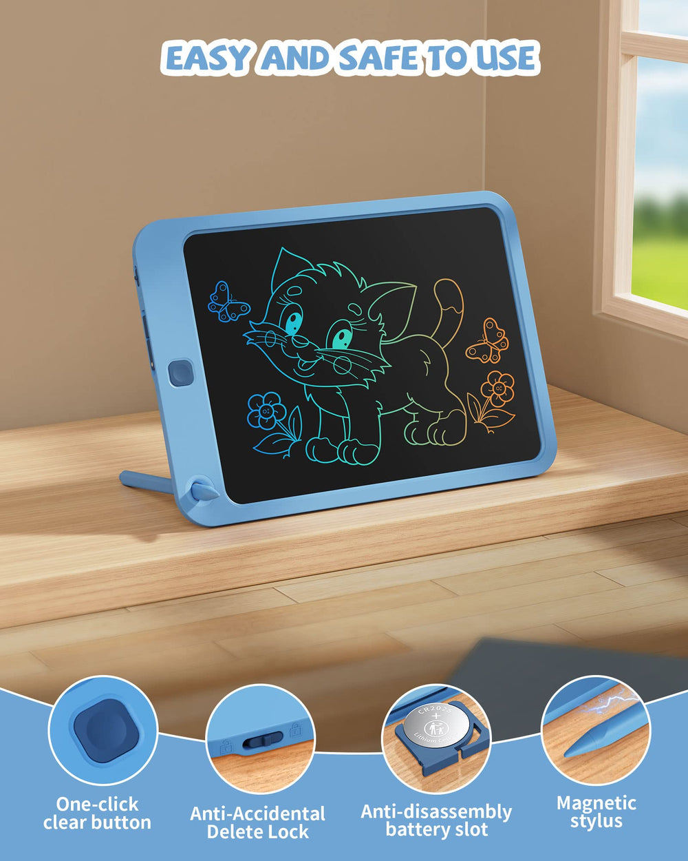 Lightweight 10-inch Kikapabi tablet ready for travel and learning