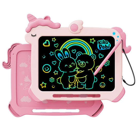 Kikapabi unicorn LCD tablet pink doodle for mess-free drawing on the go.
