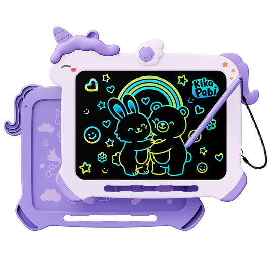 Kikapabi Unicorn LCD Writing Tablet front view for mess-free doodling and creative play.