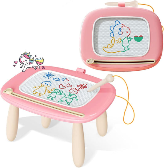 Kikidex magnetic drawing board soft pink surface for mess free doodling and creative play