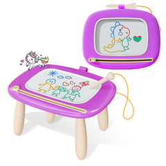 Kikidex magnetic drawing board for toddlers, front view, mess-free art.