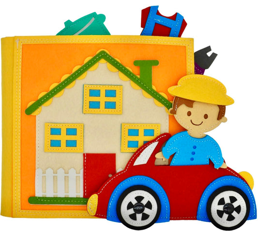Kikiyaki Busy Book cover shows a safe, travel-friendly toddler activity for quiet moments