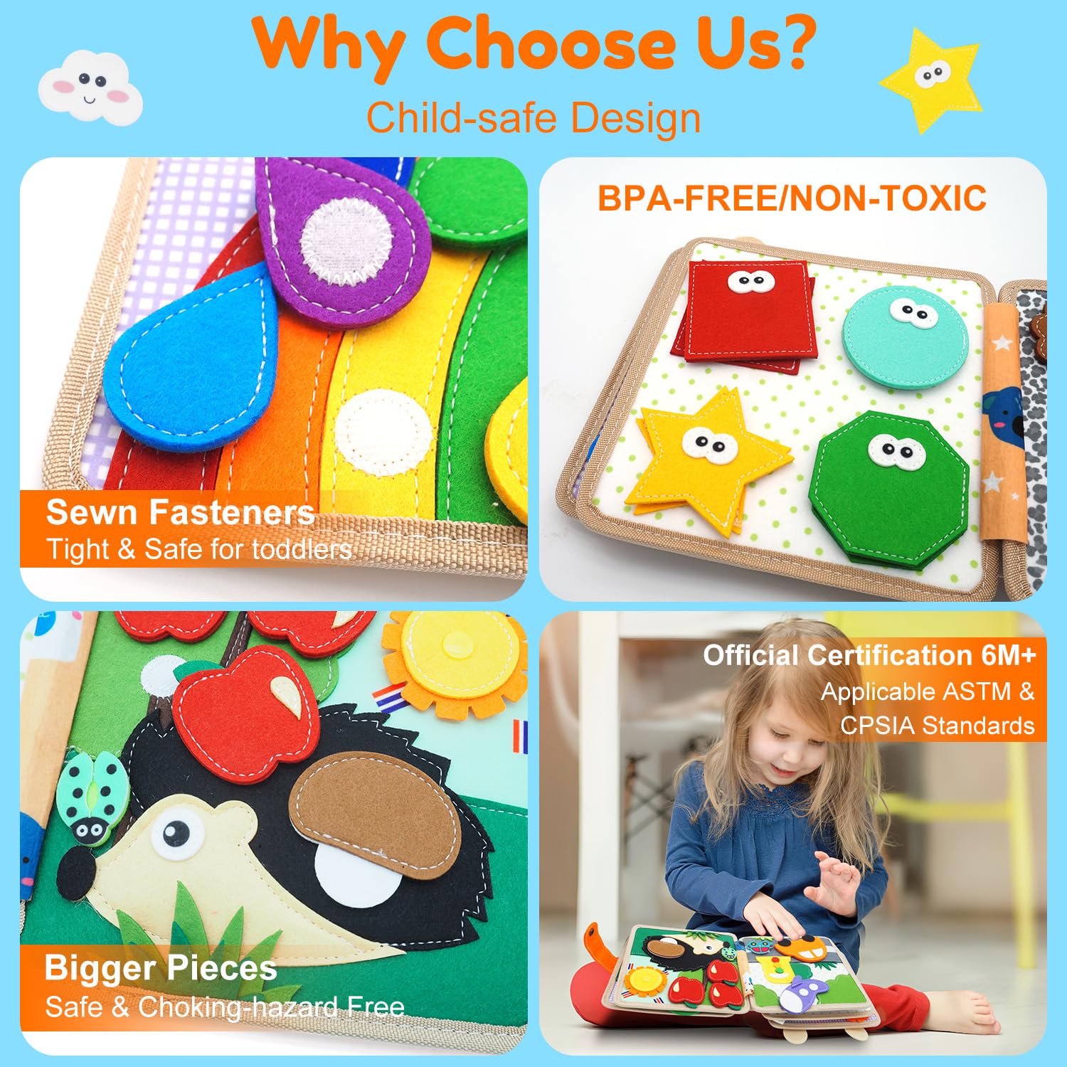 Kikiyaki Busy Book rolling cars page for fine motor fun.