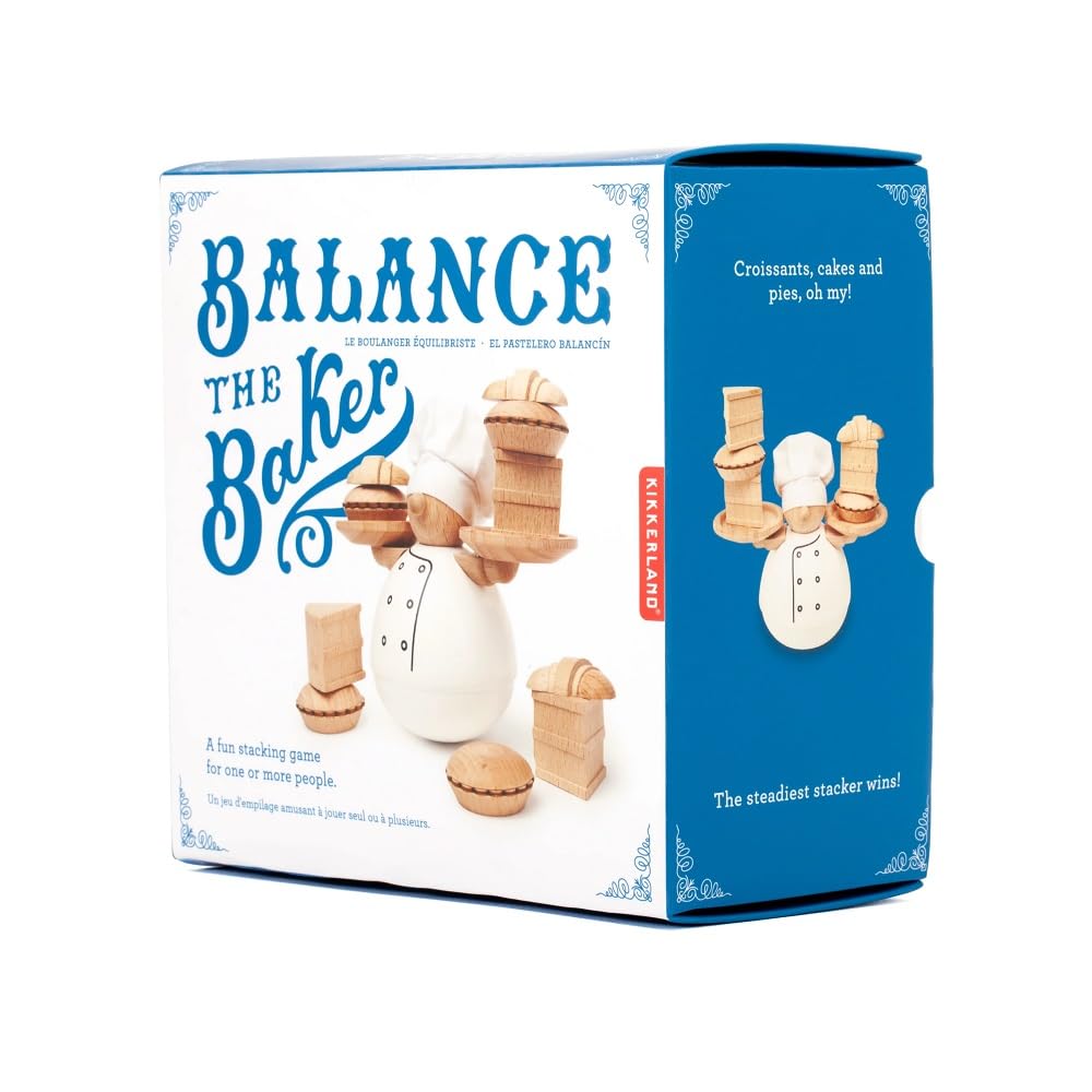 Kikkerland Balance The Baker wooden-piece-set supports casual games and family fun