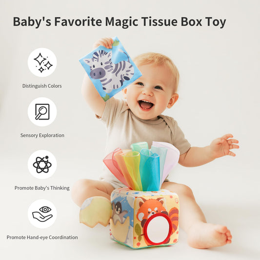 KILGICO Tissue Box Toy with three tissue sounds to engage baby