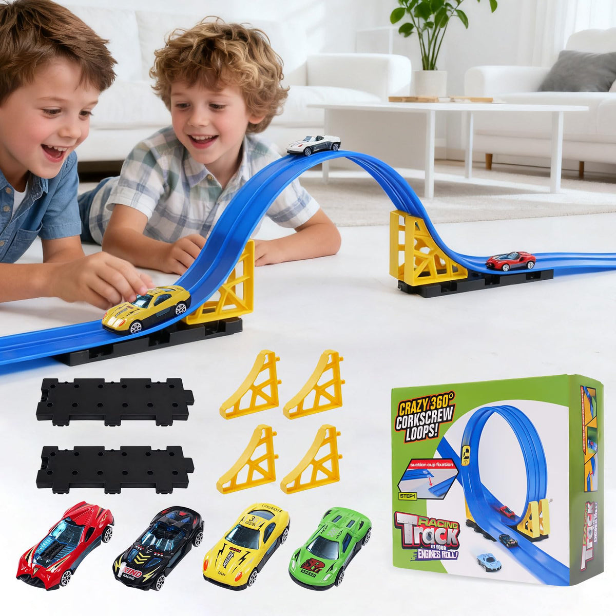 Kimdog 15ft flexible race track along a wall for creative layouts