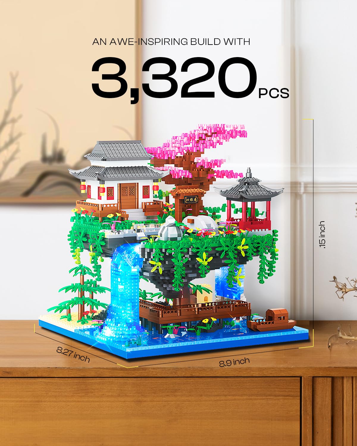 Kimiangel bonsai architecture waterfall detail for desk decor