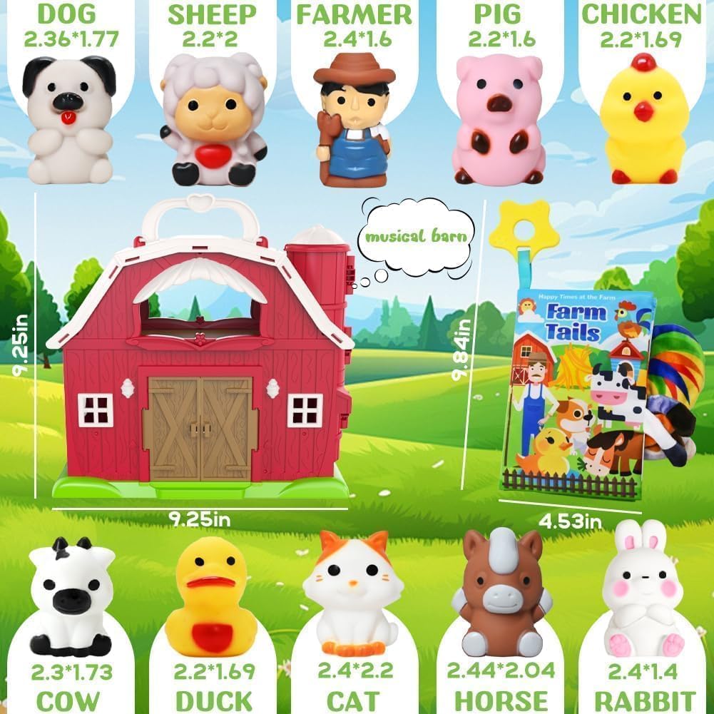 Kimicare farm animal figures set featuring cattle and horses for tactile pretend play