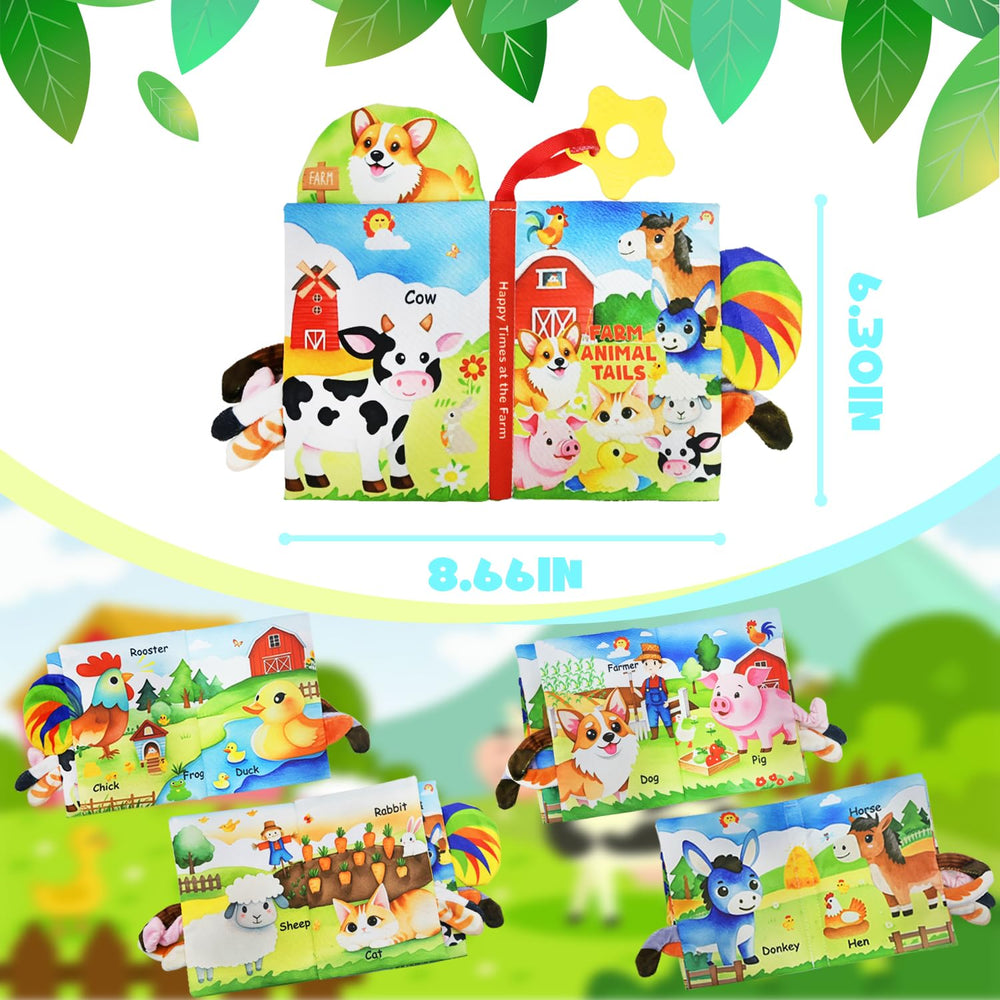 Kimicare Farm Crinkle Book pages offer high-contrast visuals for language growth.
