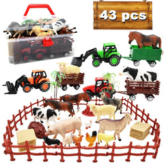 Kimicare farm playset tractor trio for imaginative, hands-on farming fun.