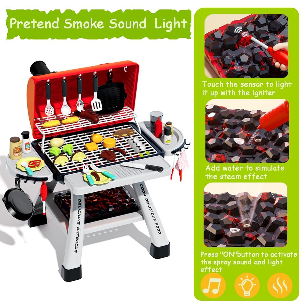 Kimicare BBQ grill playset with flickering flames for lifelike play scenarios