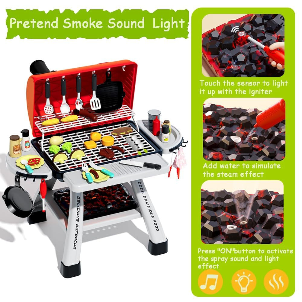 Kimicare BBQ grill playset with flickering flames for lifelike play scenarios