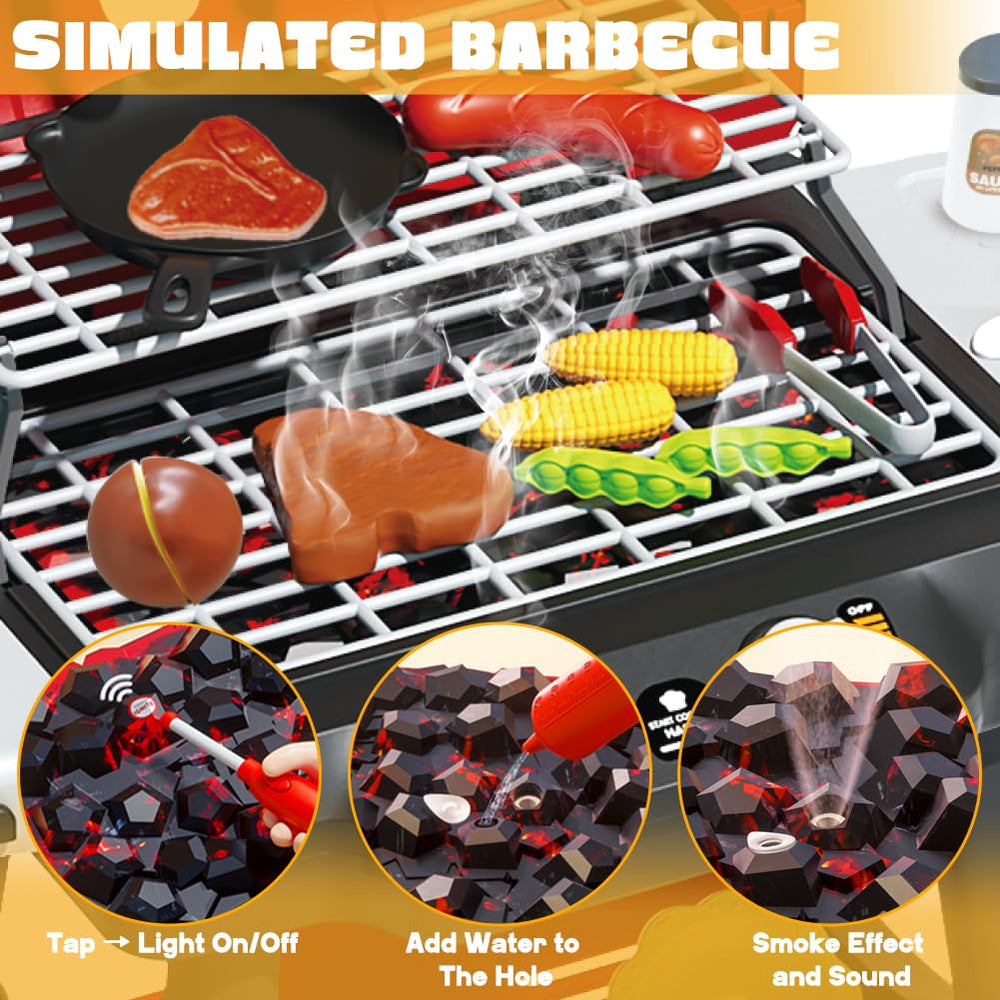 Kimicare Kids Grill Playset two-layer design adds depth to play.