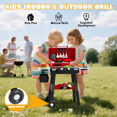 Kimicare Kids Grill Playset wheel enables mobile, flexible play sessions.
