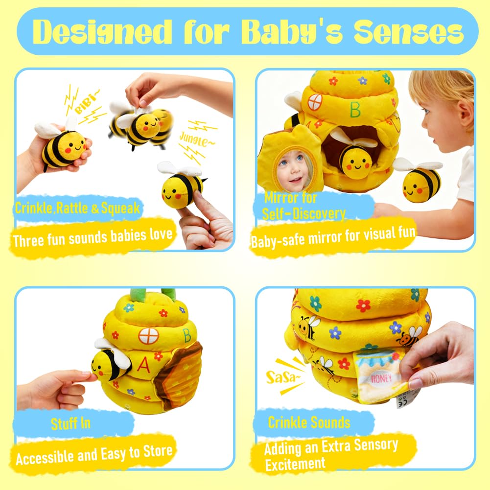 Kimicare machine-washable fabric keeps the toy clean for busy parents.