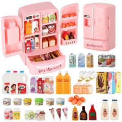 Kimo mini refrigerator toy with fridge shelves for organized pretend grocery shopping